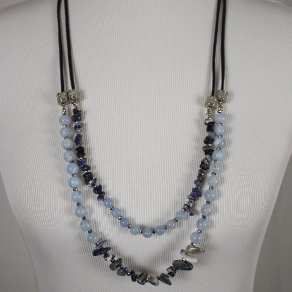 NWT Chico's Multi-Layer Blue & Silver Necklace - Picture 2 of 8
